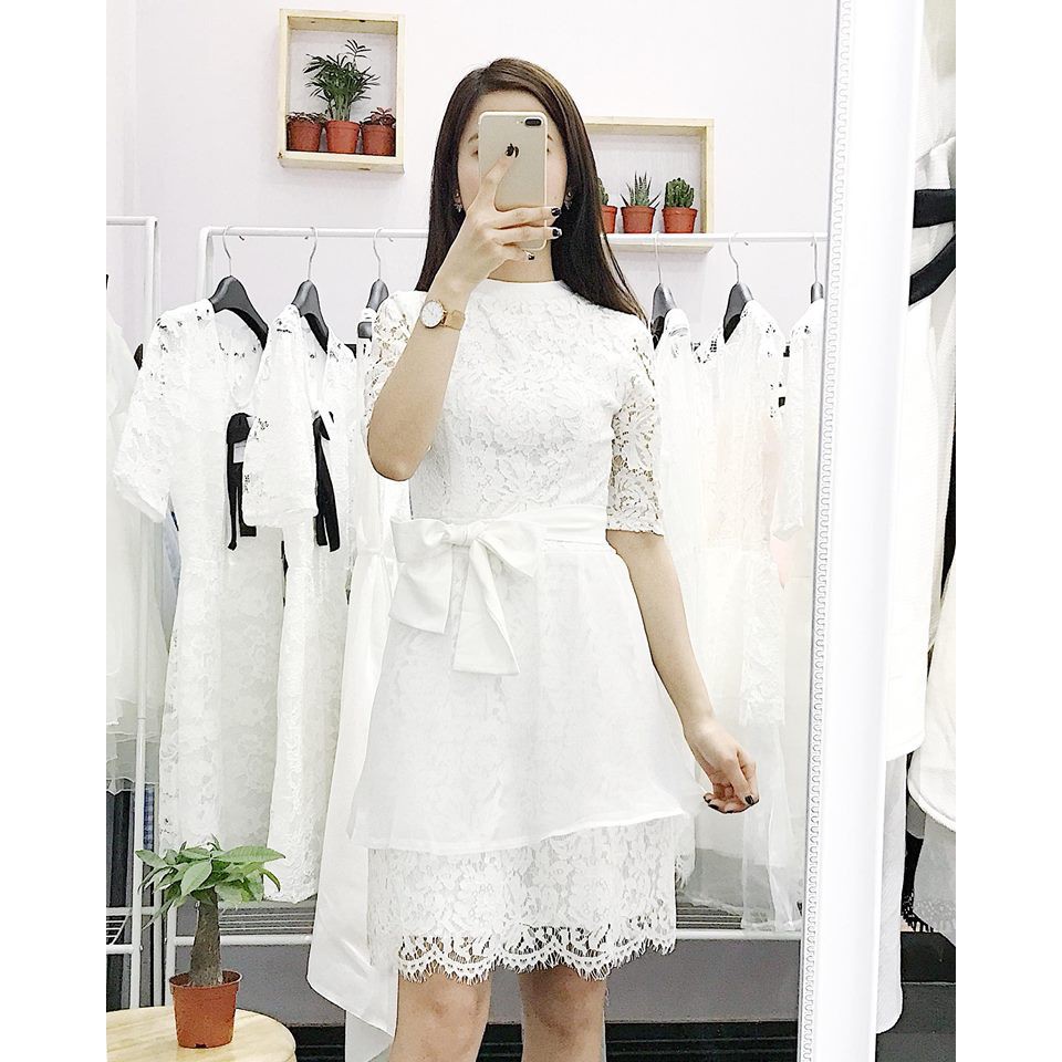 Đầm dự tiệc đi đám cưới đầm xòe ren cổ trụ siêu đẹp Tati Dress kèm ảnh thật | BigBuy360 - bigbuy360.vn