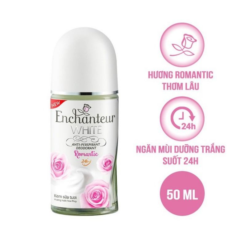 Lăn khử mùi Enchanteur white kem sữa tươi 50ml