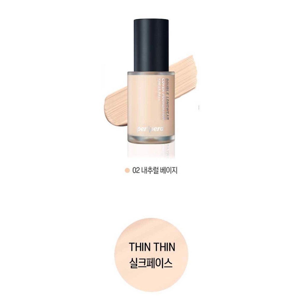 Kem nền mỏng nhẹ che phủ tốt PERIPERA Double Longwear Cover Foundation - HONGS BEAUTY | BigBuy360 - bigbuy360.vn