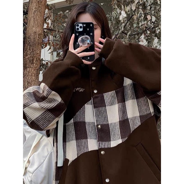 Áo bomber pha kẻ 2819