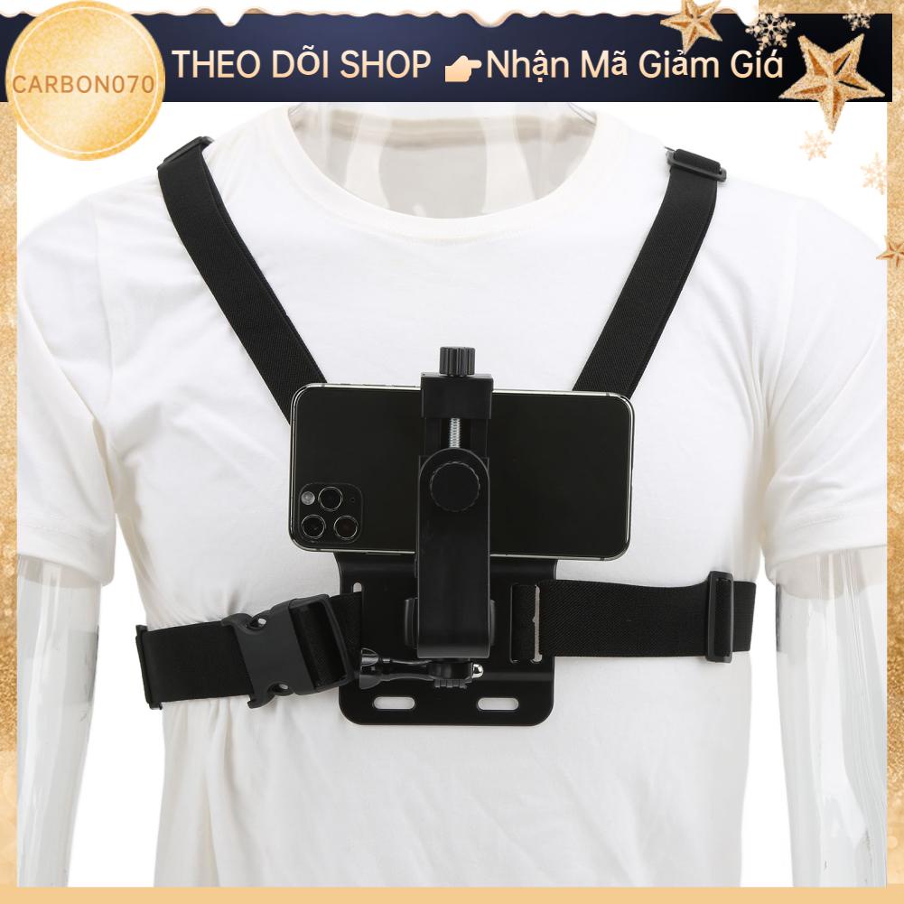 Carbon070 Dây đeo dây ngực có thể điều chỉnh với giá đỡ điện thoại để phát trực tiếp đi xe đạp ngoài trời