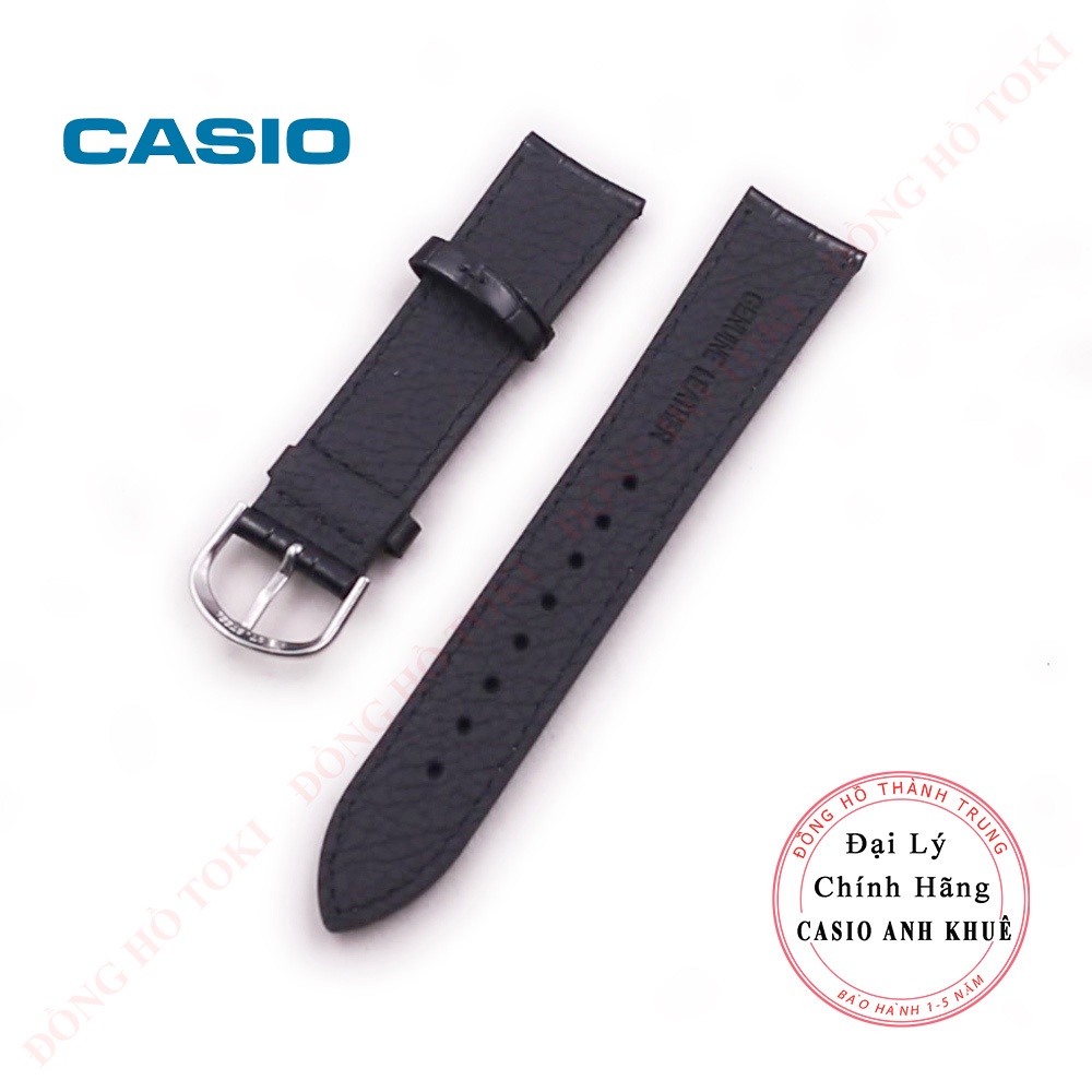 Dây da đồng hồ casio MTP-1303L chính hãng da đen chỉ trắng cỡ 20mm