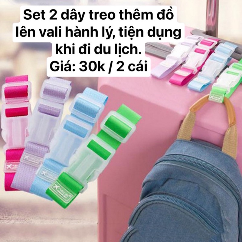 Set 2 dây treo thêm đồ lên vali hành lý, tiện dụng khi đi du lịch.