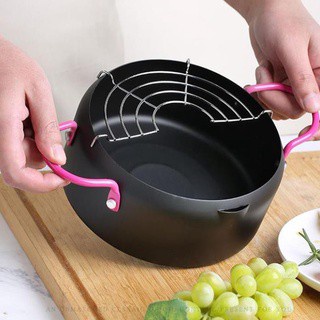 Nồi Chiên Lọc Dầu Tặng Kèm Vỉ Gác Chảo Nồi Chiên Rán Sâu Lòng Đường Kính 18cm Hàng Xuất Nhật