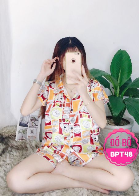 Đồ bộ pijama phi bóng quần đùi tay ngắn size dưới 50kg
