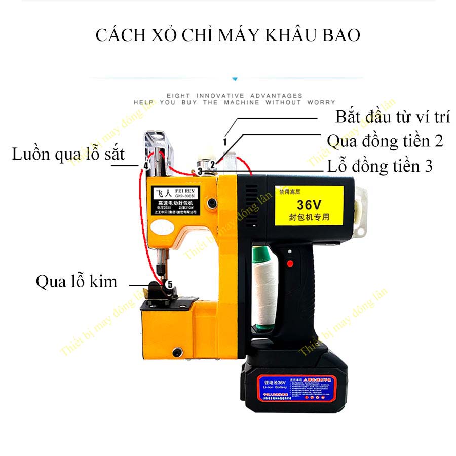 Máy khâu bao cầm tay chạy pin GK9-500  may nhiều loại bao nhỏ gọn tiện lợi