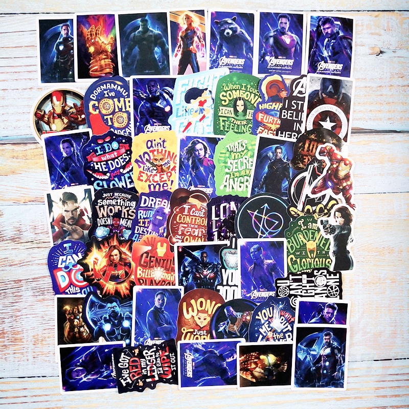 Set 50 hình dán siêu anh hùng Marvel hỗn hợp trang trí đa dụng