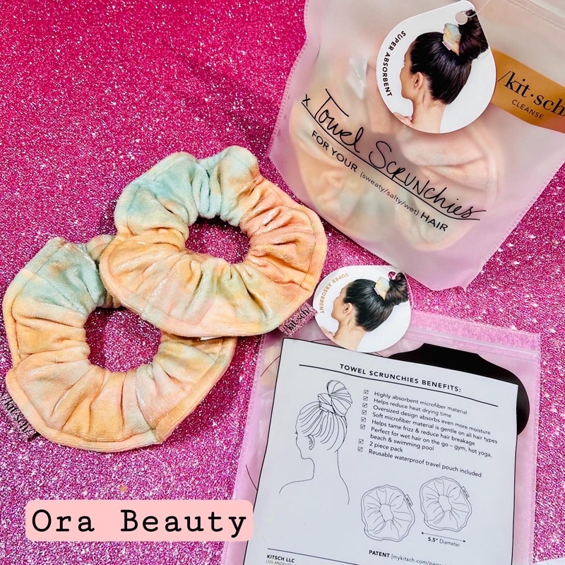 Khăn buộc khô tóc KITSCH Patented Microfiber Towel Scrunchie in Sunset Tie Dy