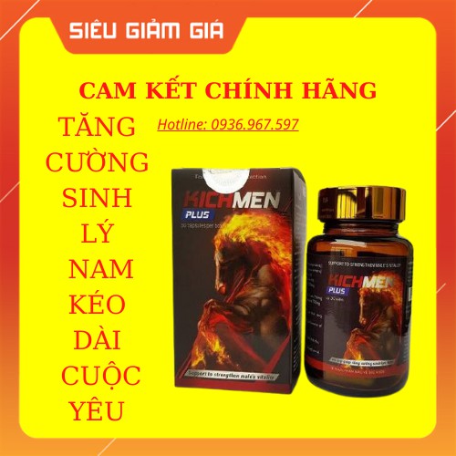 Viên Uống Kichmen Plus - Tăng Cường Sinh Lý, Kéo Dài Cuộc Yêu - Tặng Kèm BCS (che tên khi giao)