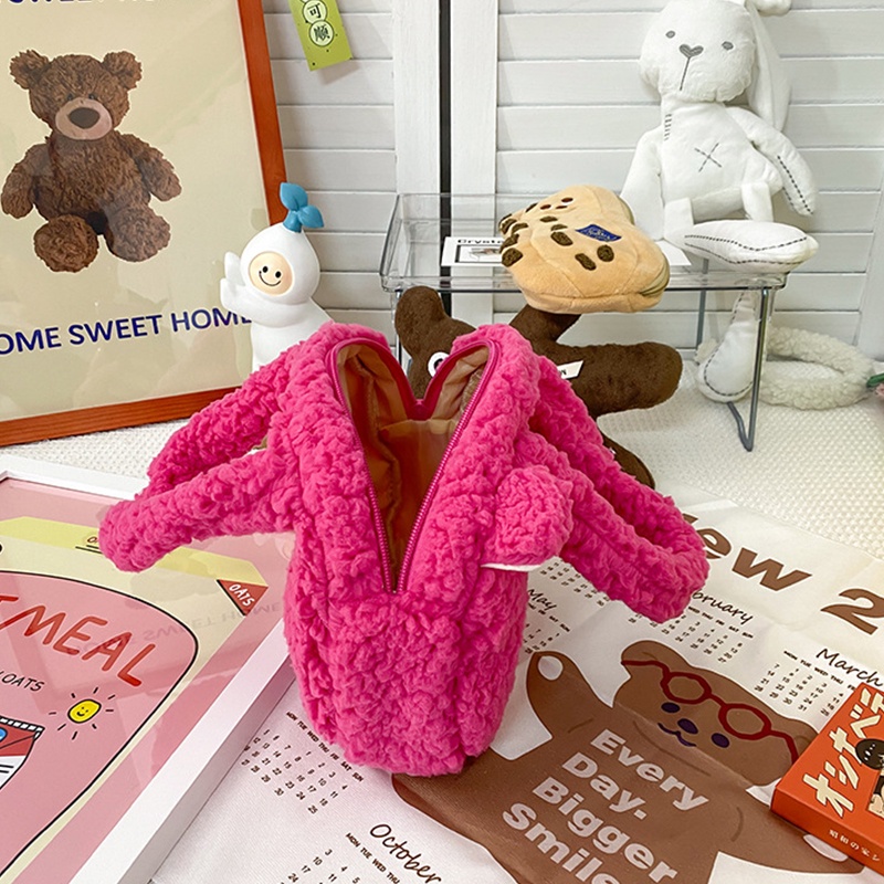 Túi Xách Tay Cỡ Lớn Bằng Len Cừu In Hình Hoạt Hình Dành Cho Trẻ Nhỏ