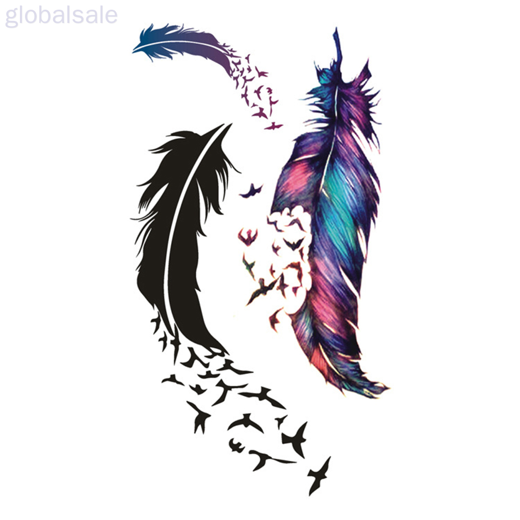 [Hàng mới về] Miếng dán hình xăm tạm thời DIY hình lông vũ và chim độc đáo thời trang dành cho cả nam và nữ