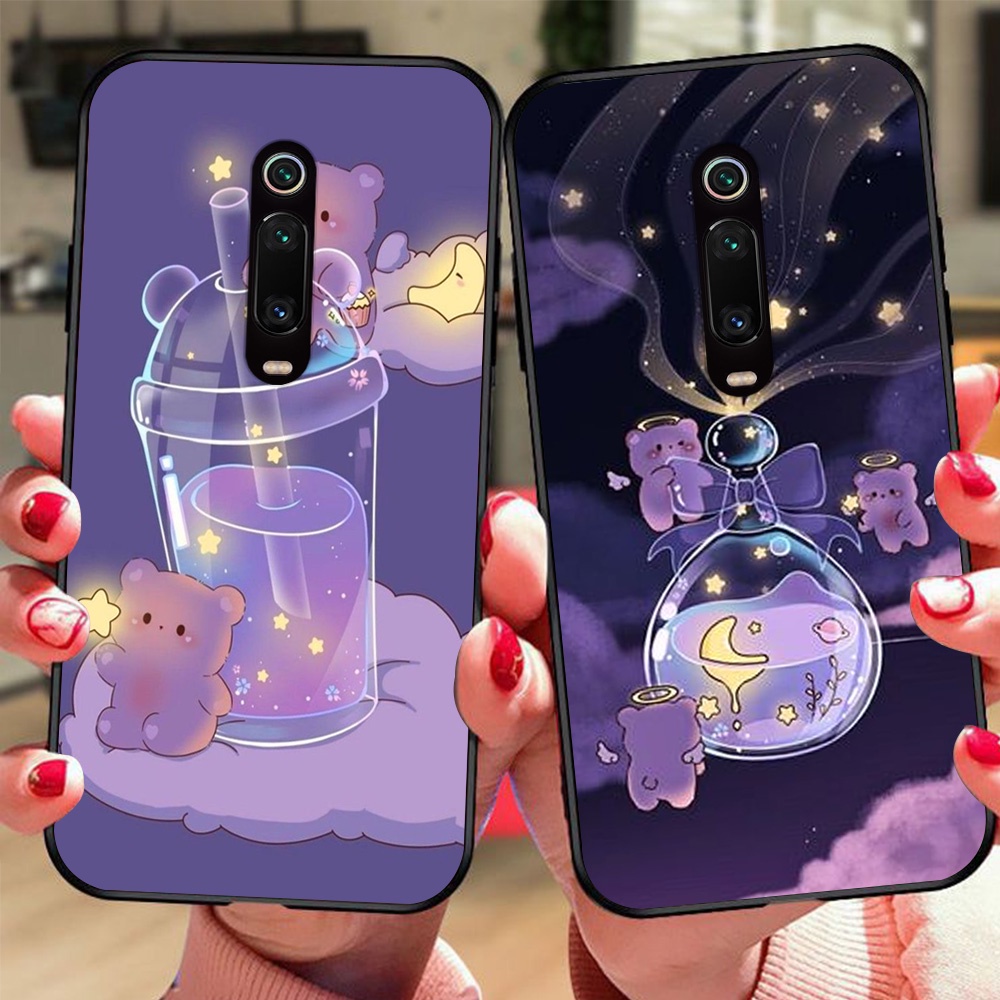Ốp lưng điện thoại Xiaomi redmi k20 / mi 9t/ k30 / k30 pro bộ gấu tím may mắn