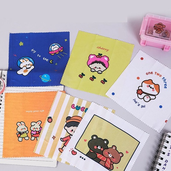 <Video Review> Khăn Lau Mắt Kính Lau Điện Thoại Đa Năng Hình Gấu Hoạt Hình Dễ Thương Phong Cách Hàn Quốc Chùi Khô D021