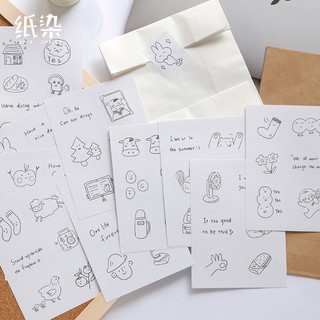 🍭🍿 Look Great! Set sticker đen trắng trang trí Hàn Quốc đơn giản, nhãn dán graffiti phim hoạt hình 🍔🐤D001