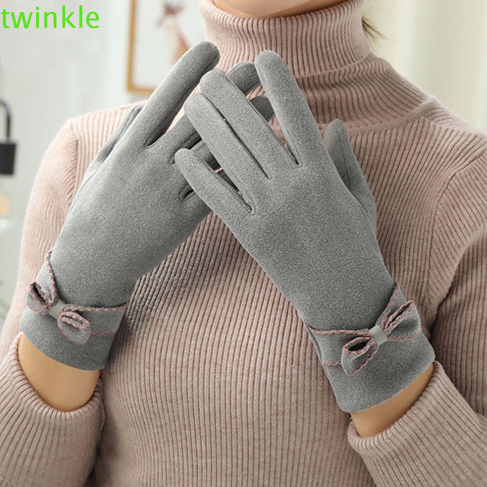 Găng tay giữ ấm mùa thu đông dùng màn hình cảm ứng màu trơn phong cách Hàn