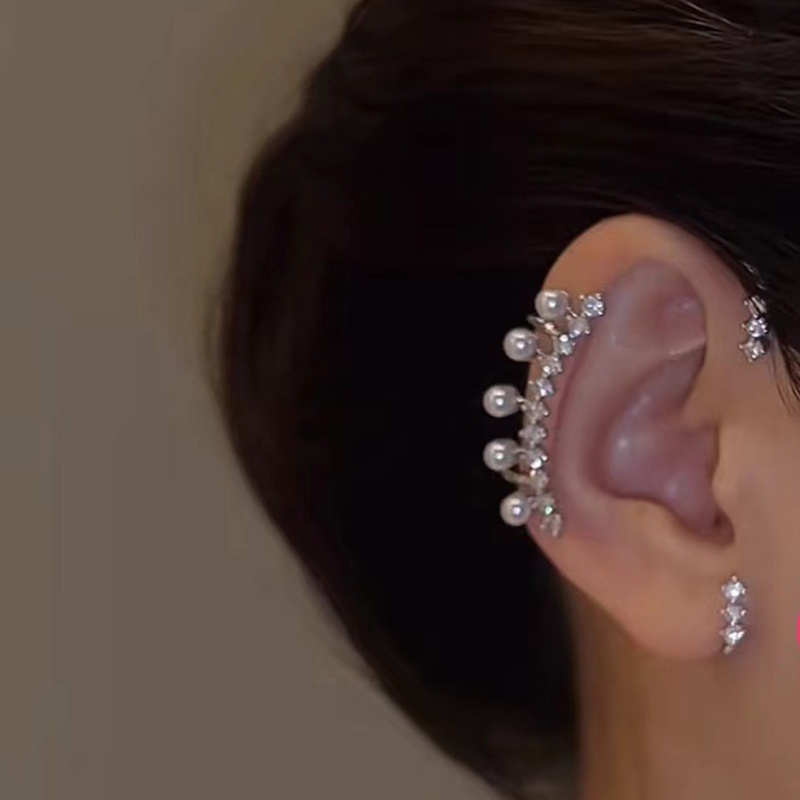 Khuyên Vành Tai Đính Ngọc Trai Giả Phong Cách Boho Dành Cho Leo Núi / Sụn Tai