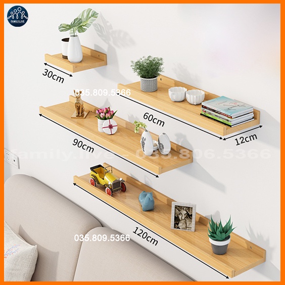 Kệ gỗ treo tường gỗ sồi tự nhiên, kệ gỗ vách ngăn gắn tường hiện đại, trang trí để đồ tiện lợi