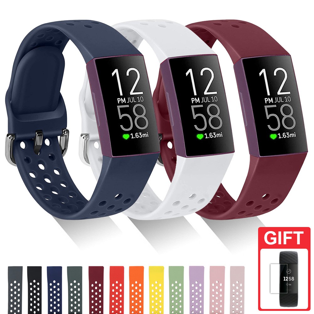 Dây đeo silicone mềm thoáng khí cho đồng hồ thông minh Fitbit Charge 4/Charge 3