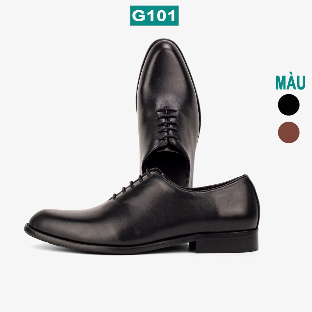Giày da nam oxford công sở da bò nappa cao cấp màu đen G101- Bụi leather- hộp sang trọng -BH 12 tháng