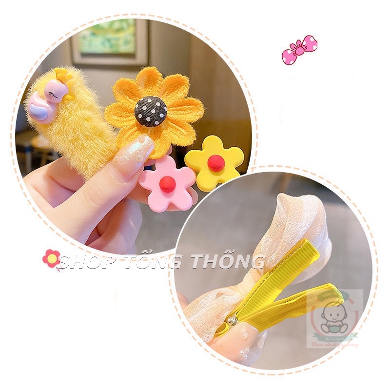 Set 9 Kẹp tóc mẫu mới cho bé gái cute thỏ con to đáng yêu xinh hàng loại 1 cao cấp kẹp không đau hình thật
