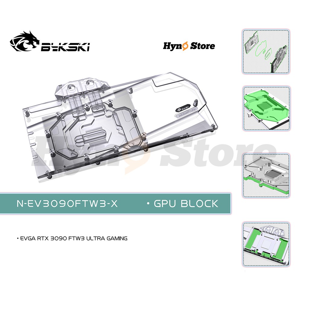 Block tản nhiệt nước VGA EVGA 3090 FTW3 Bykski Hyno Store