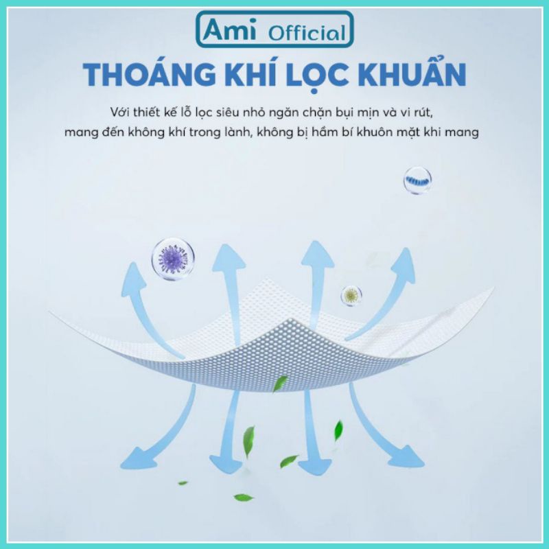 Khẩu trang 4D Kf94 Ami  khẩu trang y tế 4 lớp tiêu chuẩn Hàn kháng khuẩn chống bụi mịn - Ami official