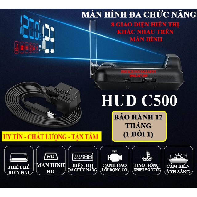 (GIÁ SỐC) MÀN HÌNH HUD C500 HIỂN THỊ TỐC ĐỘ TRÊN KÍNH LÁI Ô TÔ