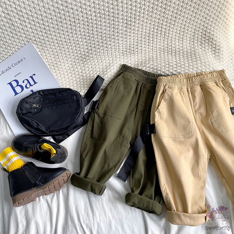 Quần dài phối túi chất liệu mềm mại phong cách thời trang hàn quốc cho bé trai