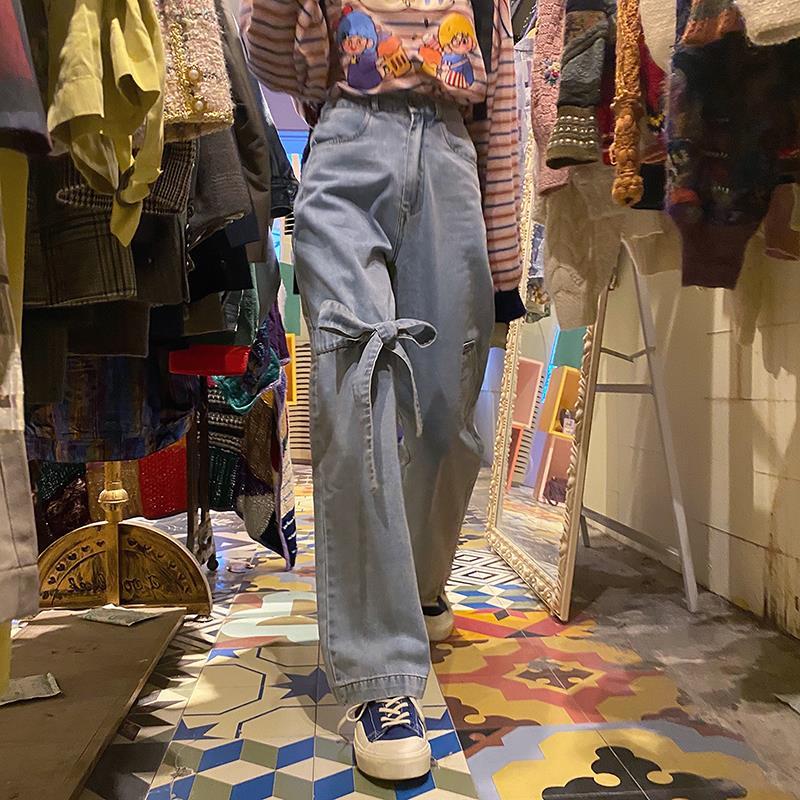 Quần jeans lưng cao ống rộng phong cách 2021 cá tính dành cho nữ