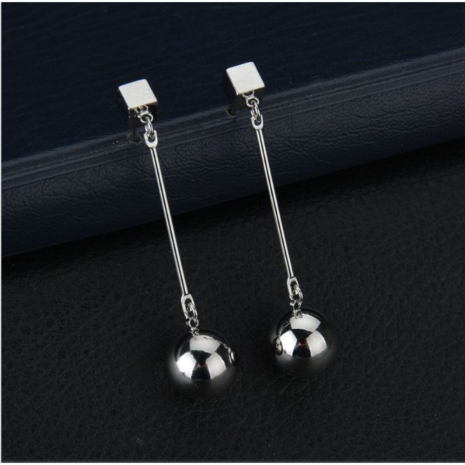 Khuyên tai bạc 925 dáng dài nụ đá 4 chấu bông tua sợi mảnh đen trắng S925 CHAIN QA SILVER Earrings EA200701