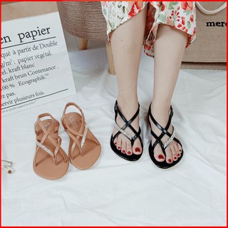 Dép xỏ ngón nữ có quai hậu đi chơi, đi biển, đi học, dép đính đá mang êm chân, đi mưa thoải mái - TB-Dinh-Da [Hoàn Xu]