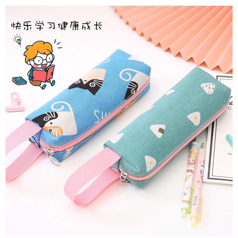 Bóp viết vải canvas họa tiết Dễ thương cao cấp - HB03