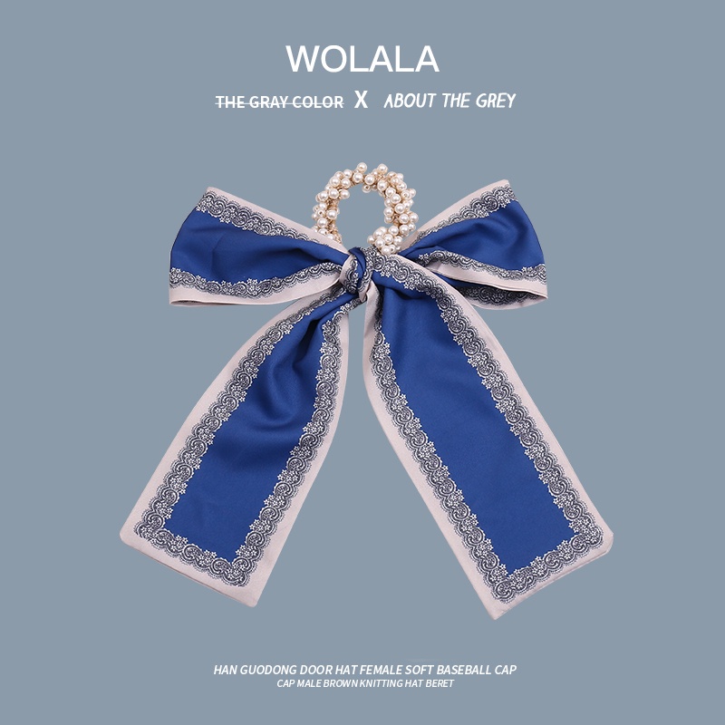 Băng Đô Cài Tóc Dài Bằng Lụa Cao Cấp Màu Xanh Dương