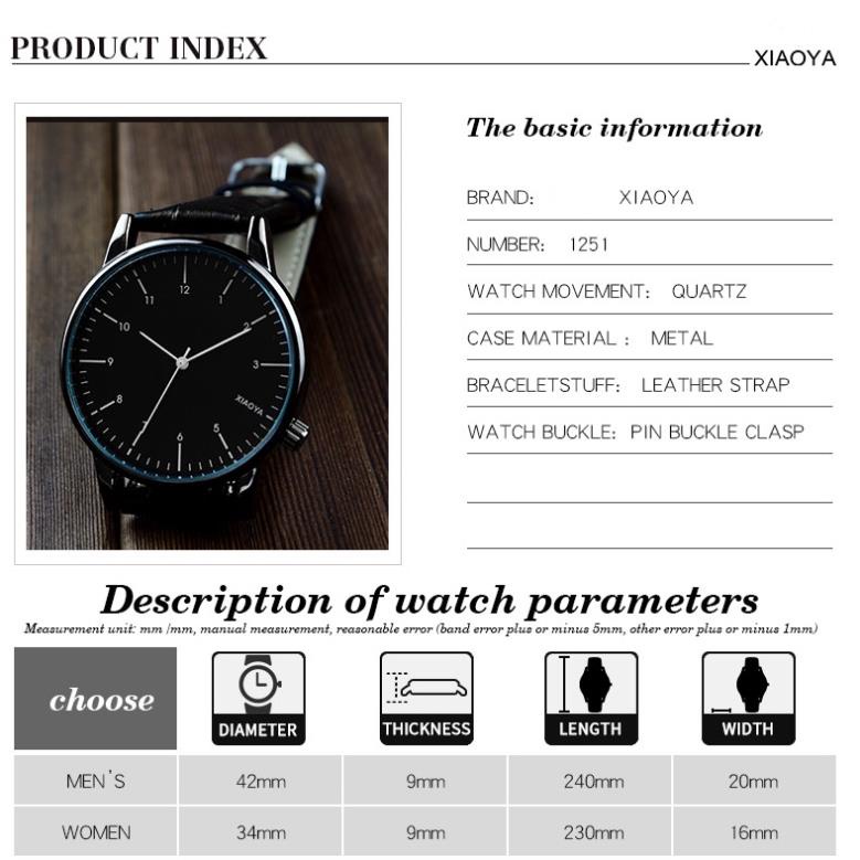 [HÀNG CHUẨN AUTH] Đồng Hồ Xiaoya 1251 Với Dây Kim Loại Dành Cho Cặp Đôi