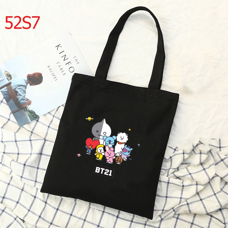 Túi tote vải đựng vật dụng hình BT21 xinh xắn tiện dụng