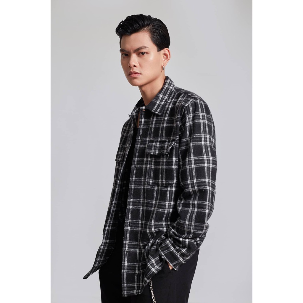Áo Sơ Mi Dài Tay Nam HIGHWAY MENSWEAR Keaton Shirt Đen Trắng | BigBuy360 - bigbuy360.vn