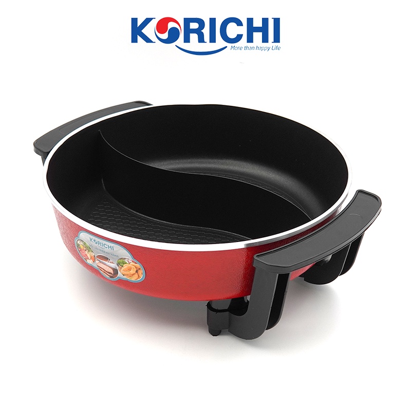 Nồi lẩu điện Korichi - KRC-3559 - 5.0L 1500W - Bảo hành 12 tháng (2 màu đỏ, ghi)