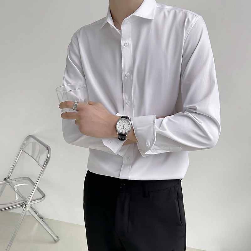 Áo sơ mi nam trơn dài tay unisex áo sơ mi nam form rộng Pastel Premium mịn mát 4HIM