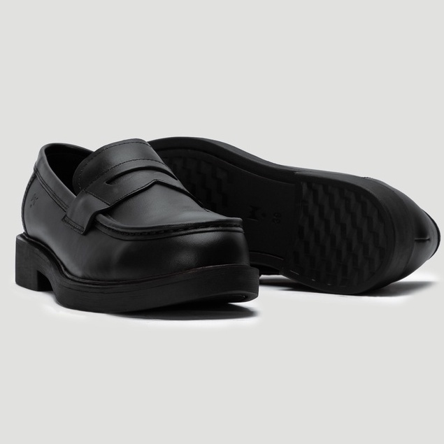 Giày Penny Loafer Black White Da Không Nhăn Kiểu Dáng Công Sở, Giày Viboots Sơn Tùng Tăng chiều Cao DS12