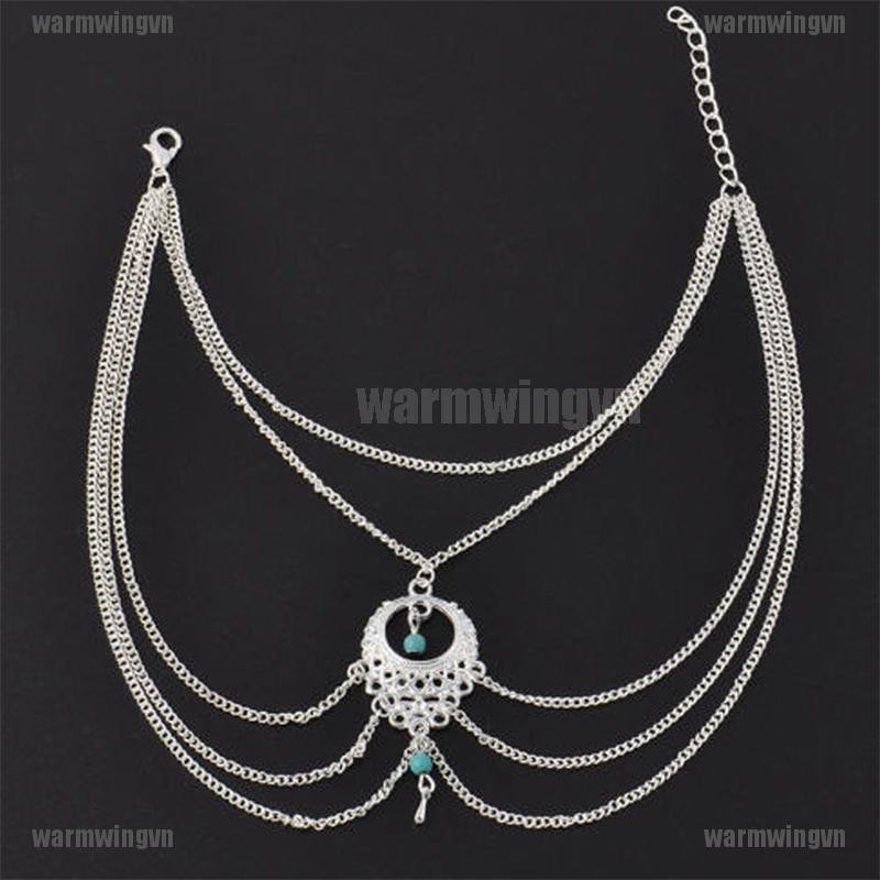 Lắc Chân ĐíNh Đá NgọC Lam Phong CáCh Boho