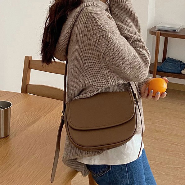 Túi da mềm đeo vai thời trang retro cho nữ