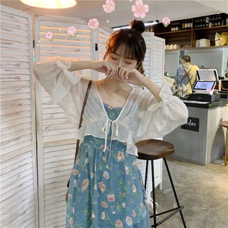 [ORDER] Đầm hoa tiểu thư hai dây phối voan mỏng nhẹ