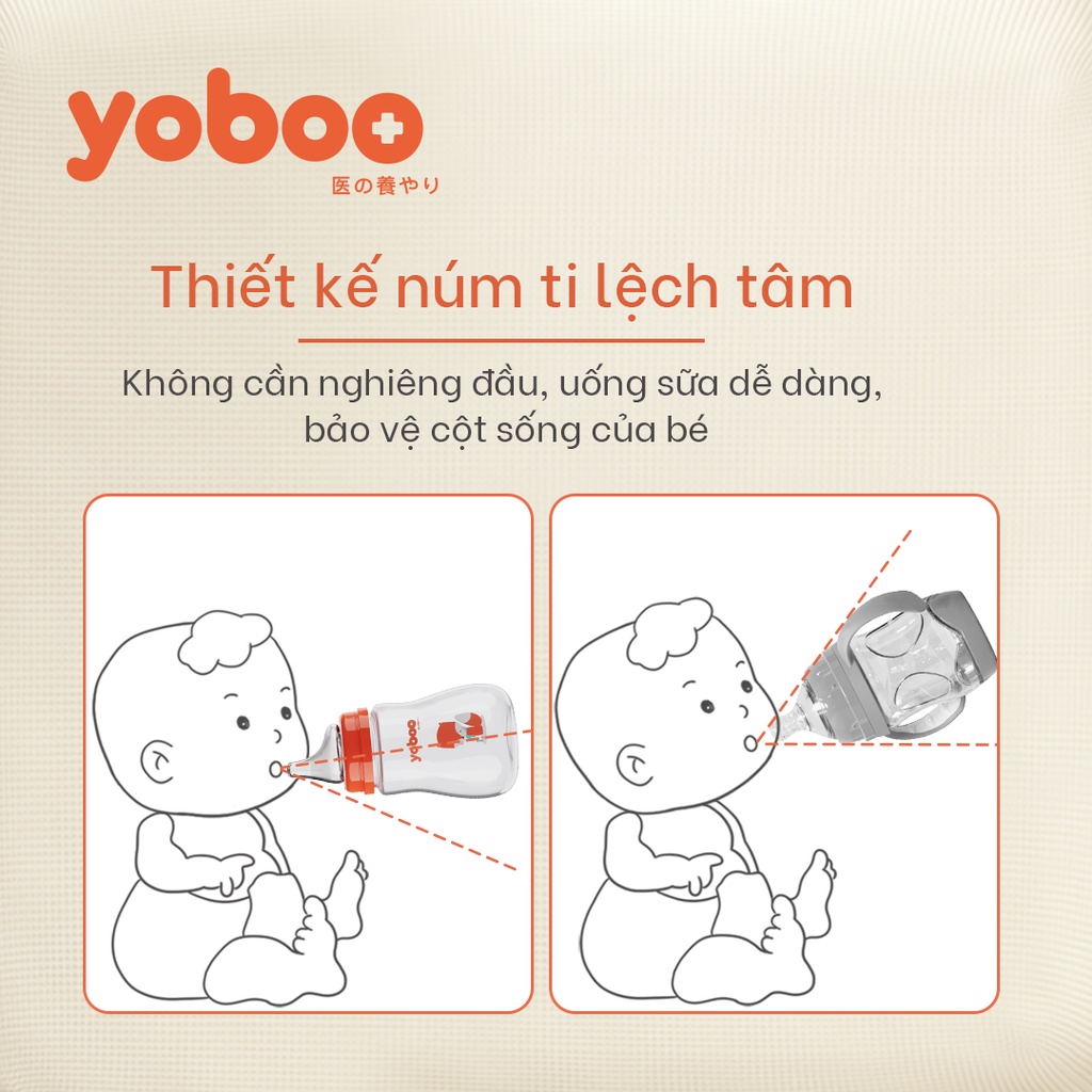 Bình sữa cho bé Yoboo YB-0049 dung tích 160ml 240ml núm ti lệch tâm chất liệu PP chịu nhiệt cao - Hàng chính hãng