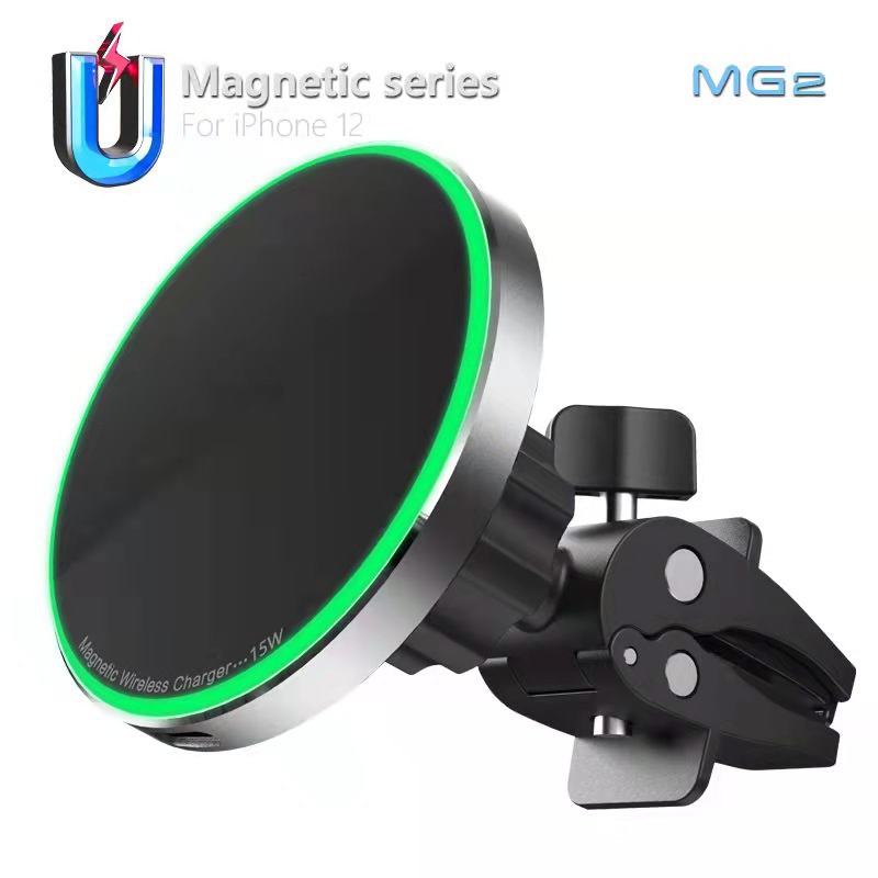 Đế Sạc Nhanh Không Dây 15W Có Nam Châm Gắn Lỗ Thông Gió Xe Hơi Cho iPhone 14 12 13 Pro Max Mini Plus