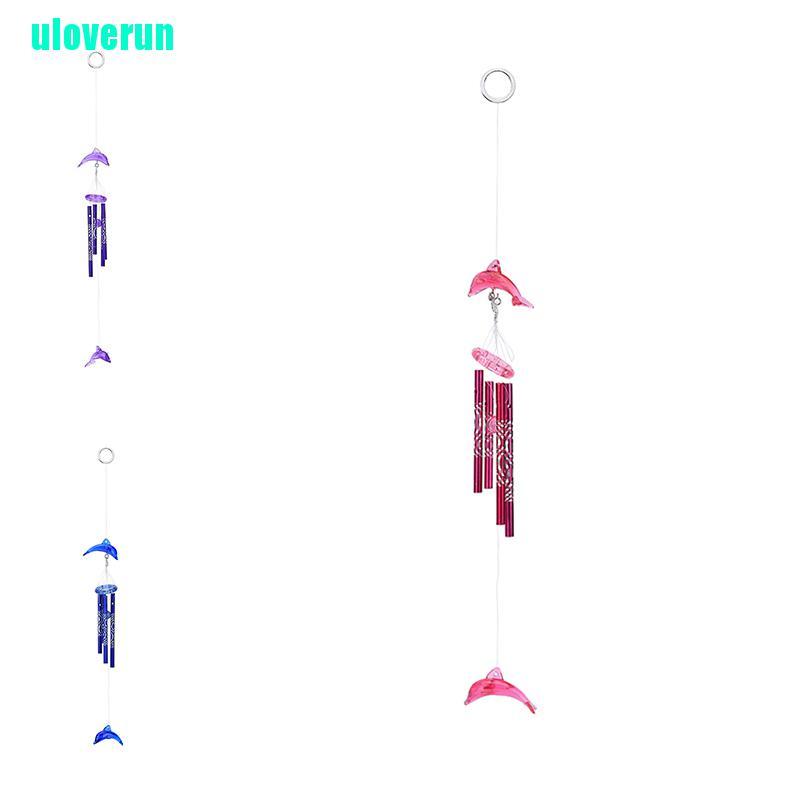 Chuông Gió 4 Ống Kim Loại Hình Cá Heo Đính Pha Lê Sáng Tạo Trang Trí Nhà Cửa