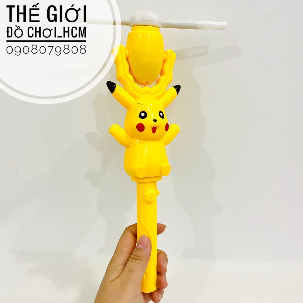 Đồ chơi cây quay pikachu gậy flash có nhạc đèn phát sáng dành cho bé đi công viên đi biển