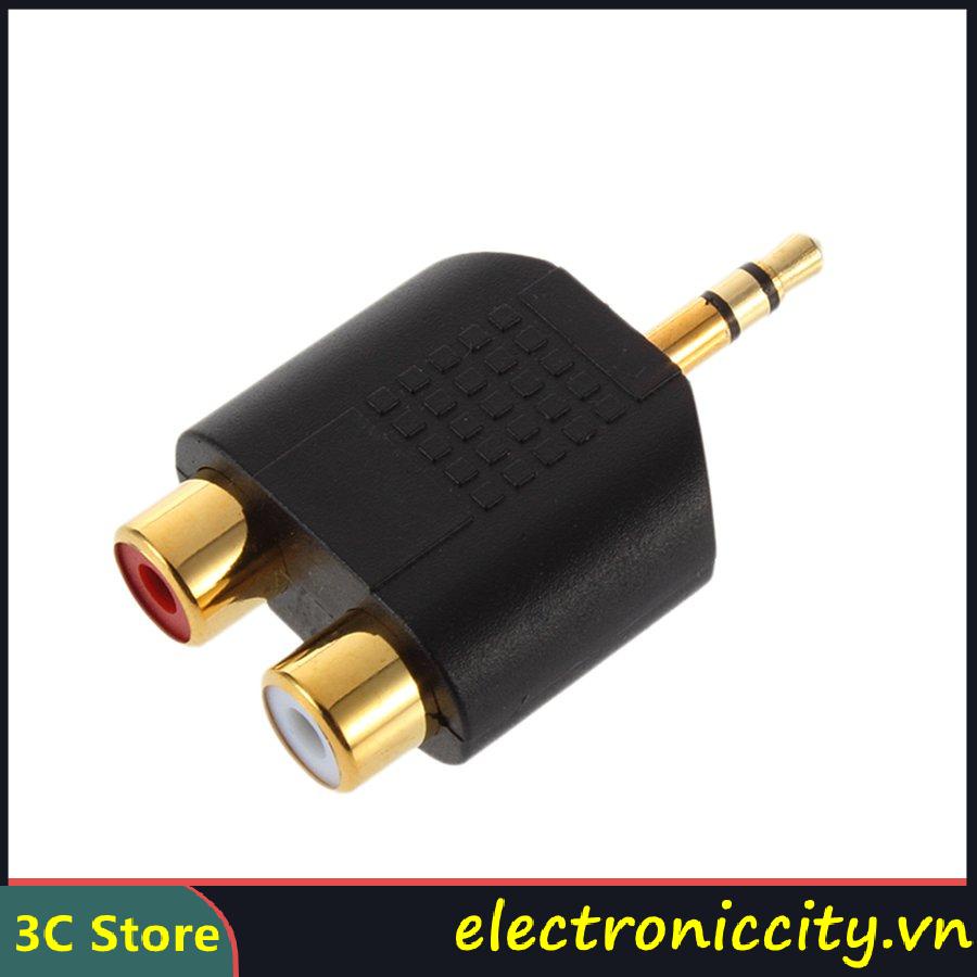 Bộ 3 đầu nối âm thanh mạ vàng 3.5mm sang 2RCA