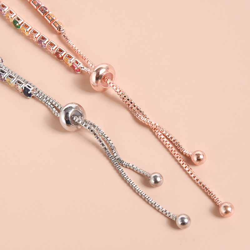 Vòng Tay Nhiều Màu Sắc Đính Đá Zircon Màu Sắc Cầu Vồng Xinh Xắn Dành Cho Nữ