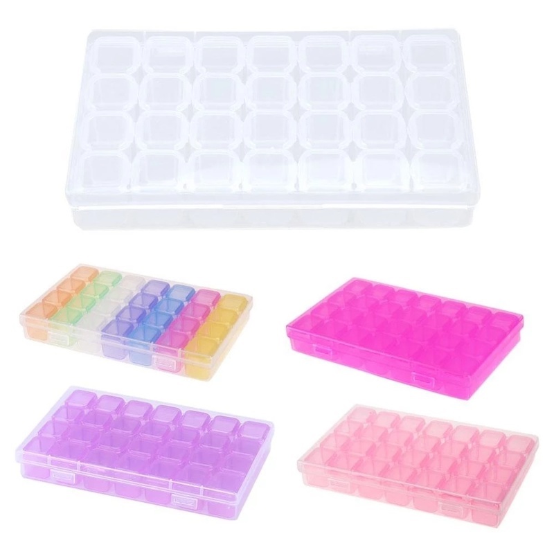 1 Hộp Nhựa 28 Ngăn Trong Suốt Đựng Trang Sức/Trang Sức