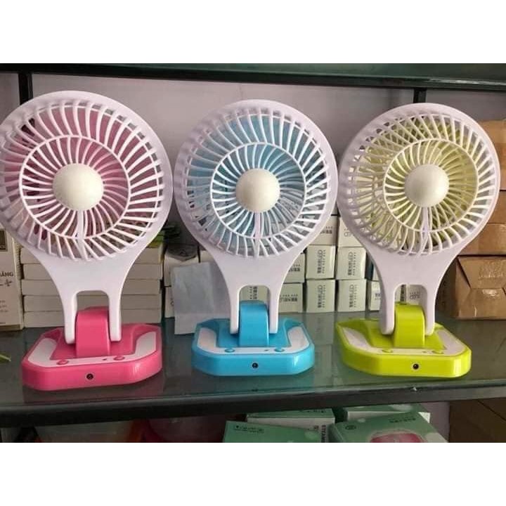 Bộ Quạt Sạc Tích Điện Kèm Đèn Led 3in1 Mini Fan SH-5588 Chui sạc số 8 Để Bàn Treo Tường Tiện Dụng